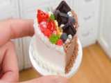 مینی کیک کیوت - کیک بستنی نصف شکلاتی نصف توت فرنگی مینیاتوری