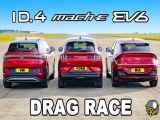 مسابقه درگ Kia EV6 و Mustang Mach E و Volkswagen ID.4