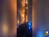 آتش‌سوزی گسترده در یک برج مسکونی در عجمان امارات/ ویدئو