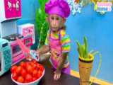 بچه میمون بازیگوش و بازی در استخر :: حیوانات خانگی بامزه