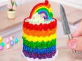 تزیین کیک رنگین کمانی مینیاتوری زیبا | بهترین طراحی کیک ریز