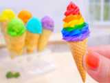 بستنی رنگین کمانی مینیاتوری زیبا برای تابستان | خنک ترین بستنی میوه ای