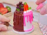 کیک و شیرینی مینیاتوری - تزیین کیک مینیاتوری رنگین کمانی OREO