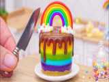 طرز تهیه کیک رنگین کمان مینیاتوری - مینی کیک KitKat - کیک مینیاتوری آبنباتی