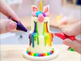 کیک خامه ای رنگین کمانی مینیاتوری - کیک و شیرینی مینیاتوری - کیک تولد