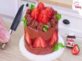 تزیین کیک مینیاتوری ساده رنگین کمانی با شکلات MM | مینی کیک خوشمزه