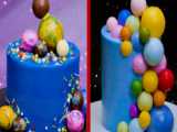 ایده های سریع و خلاقانه تزیین کیک |  مجموعه کیک کاکائو رنگین کمان | تزئین کیک
