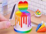 آموزش کیک رنگین کمان مینیاتوری رنگارنگ - تزیین مینی کیک کیوت