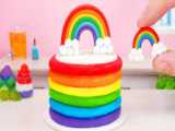 Sweet Miniature Rainbow Flower Garden Cake Decorating  Tiny Cake Decorating