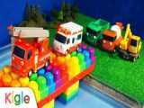 ماشین بازی کودکانه - ماشین اسباب بازی پل سازی با لودر و لگوهای رنگی - ماشین بازی
