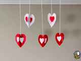 گلدسته قلب کاغذی | آویز قلب کاغذی | ایده های دکوراسیون اتاق برای روز ولنتاین
