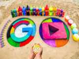 ساخت لگوی گوگل و یوتیوب با نوشابه های گازدار و آبمیوه های رنگی