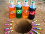 Experiment : Coca   Pepsi   Mirinda   7UP   Sting vs Mentos Underground !!
