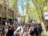 یزد/ راهپیمایی متفاوت مردم در روز قدس با تشییع شهدای امنیت