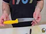آموزش تیز کردن چاقو به صورت حرفه ای برای خرد کردن مرغ و ماهی و گوشت