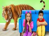 ساشا جدید - برنامه کودک - بازی و چالش ساشا با موجود سبز - سرگرمی کودک تفریحی