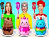 Mukbang Rainbow Crepe Cake 레인보우 크레이프 케이크 by Pico Pocky