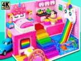 Make 2 Color House with Pink Bedroom  Blue Room for Barbie Girl  Boy | DIY Min