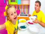 Nastya and Stacy Prepare Rainbow Noodles and Popcorn for Dad  Fun Competition