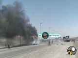 فیلم آتش گرفتن اتوبوس در محور زابل _ زاهدان