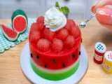 So Tasty Watermelon Cake  How To Make Cute Miniature Watermelon Fruit Cake