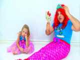 Nastya turned into the Little Mermaid Princess  Funny Story of Mermaid
