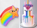 تزیین کیک رنگین کمانی قلبی فانتزی :: کیک مینیاتوری :: مینی کیک کیوت
