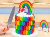 تزیین کیک تولد توت فرنگی رنگین کمانی عالی - کیک مینیاتوری - مینی کیک خوشمزه