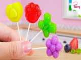 Sweet Colorful Miniature Fruit Lollipop Candy Recipe  Wonderful Mini Tasty L