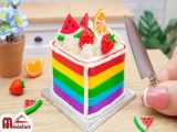 Beautiful Miniature Square Rainbow Fruit Cake Decorating Ideas | ASMR Cooking