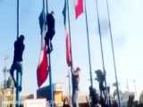 حماسه دیدنی از بانوی ایرانی با پرچم ملی