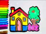 آموزش نقاشی خانه برای کودکان || نقاشی ساده و آسان خونه کودکانه