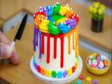 تزئین کیک شکلاتی رنگین کمان خلاقانه - کیک قلبی - کیک خوشمزه - کیک کوچک