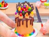 تزیین کیک مینیاتوری رنگین کمانی - مینی کیک خوشمزه - کیک و دسر ریز