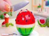 Cocomelon Jello  Fresh Miniature Watermelon Jelly Decorating | Tasty Miniatu