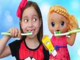 My Morning routine with Dolls Brush your Teeth and Play with Sofia