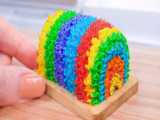 So Yummy Miniature Rainbow Cake Recipe | Full Tutorial On Making Rainbow Cake