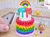 Elegant Miniature TwoTier Buttercream Cake with Rainbow Highlights