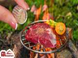 Delicious Miniature cook Steak and Spicy Beef Salad Recipe in Tiny Kitchen with Em