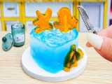 Creative Idea for Decorating a Fresh Miniature Ocean Jelly Cake with Beautiful Mermaid Theme