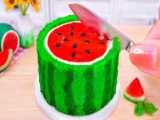 Decorating Miniature Watermelon Cake: Delicious Tiny Fruit Cake Recipe