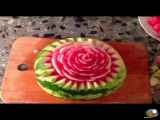 تزیین هندوانه شب به شکل گل رز