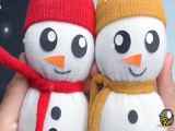 آموزش ساخت عروسک آدم برفی با استفاده از جوراب