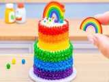 دستور تهیه کیک بستنی رنگین کمانی به صورت مینیاتوری