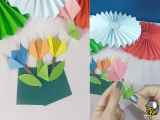 آموزش ساخت گل های زیبا با استفاده از کاغذ رنگی ساده| ایده های خلاقانه کاردستی به مناسبت دهه فجر