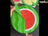 هندوانه یلدا کاردستی با کاغذ رنگی