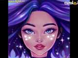 نقاشی دیجیتالی دختر مو بنفش
