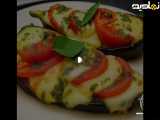 بادمجان گراتن شده با گوجه و موزارلا در سرخ کن هوایی