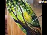 نقاشی روی کنده کوچک درخت