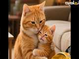 دوستی گربه نارنجی با سگ، ممنون از لایک و فالو شما